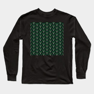 Seigaiha Green Pattern Long Sleeve T-Shirt